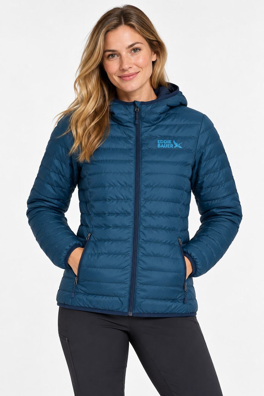 Eddie Bauer MicroLight Hooded Down 650 Jacket Womens Size Medium Peacock NWT